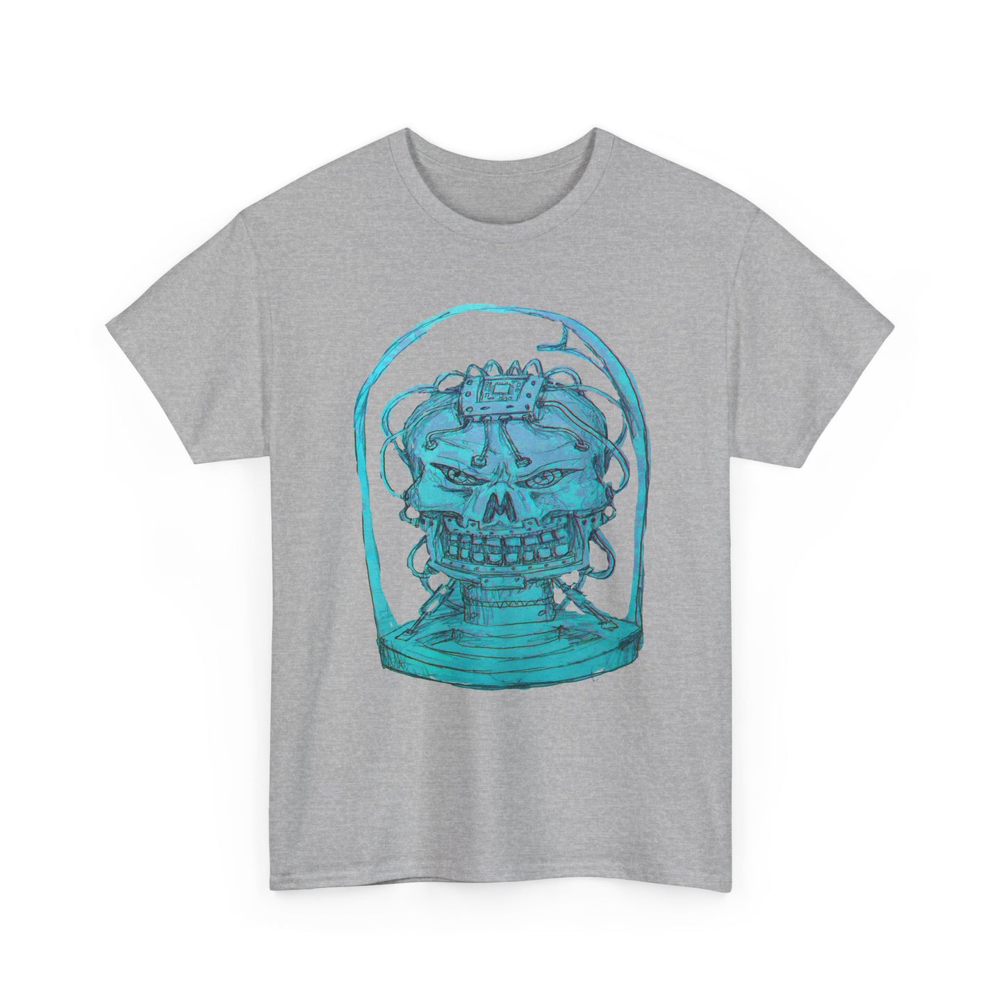 Vibrant Turquoise skull original design Unisex Heavy Cotton Tee