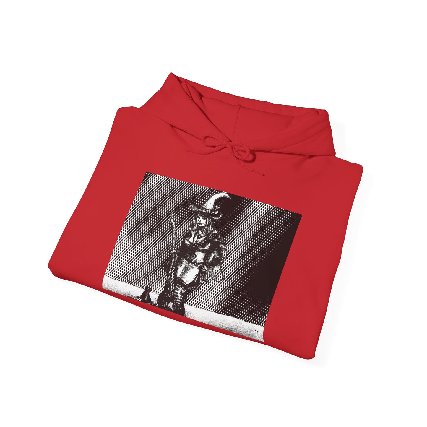 Witch Hoodie with Black Cat and Broom - Unisex