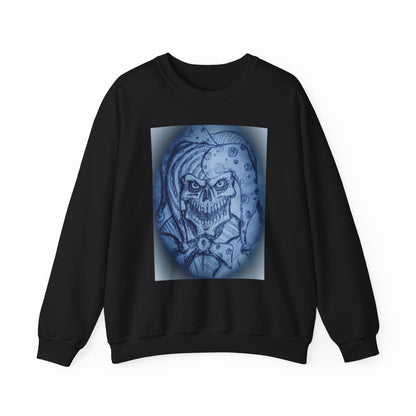 Jester Skull Graphic Sweatshirt, Unisex Heavy Blend Crewneck, Gothic Fashion, Streetwear Style, Halloween Gift, Edgy Casual Wear