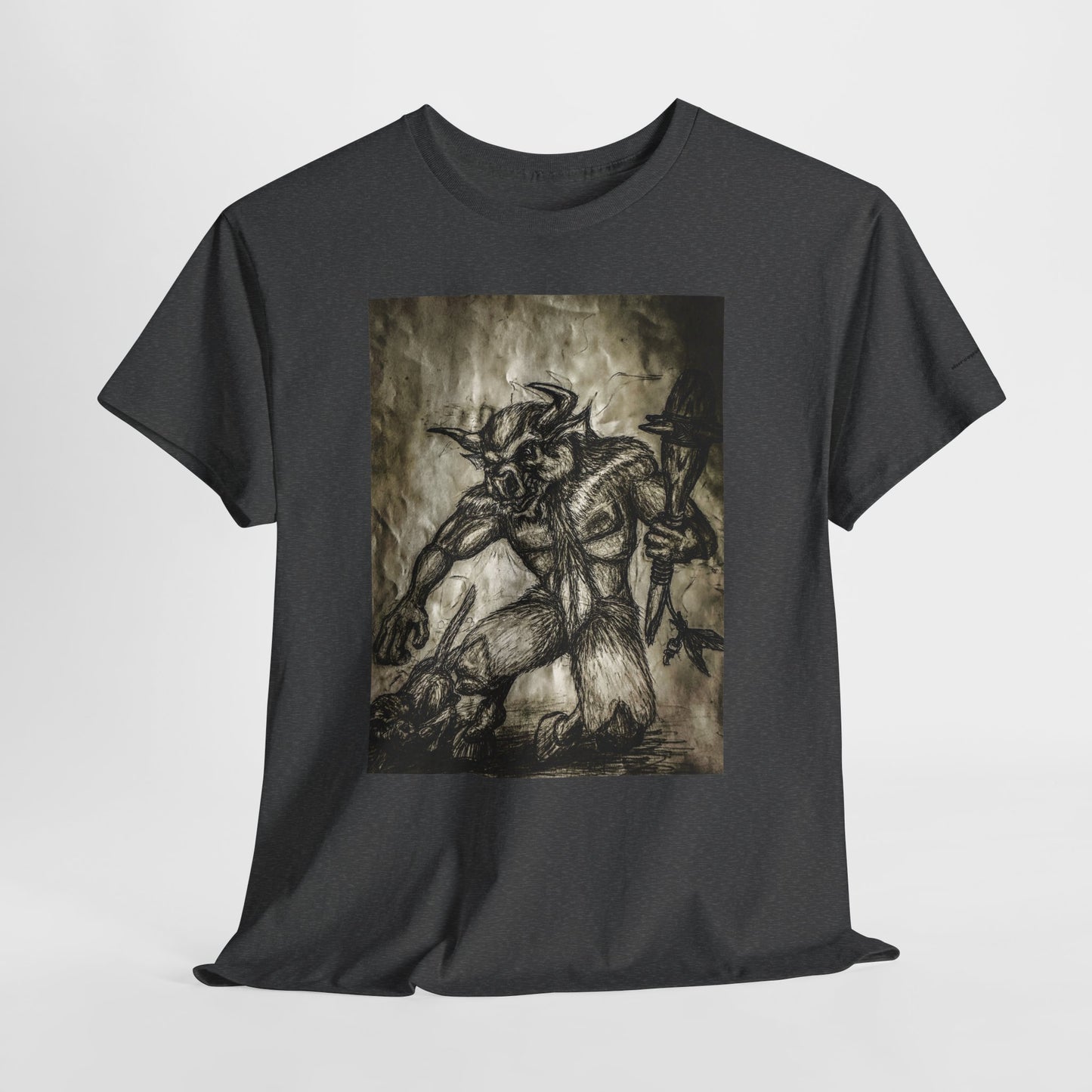 Black and White Mystical  Design Bull andCat Unisex Tee