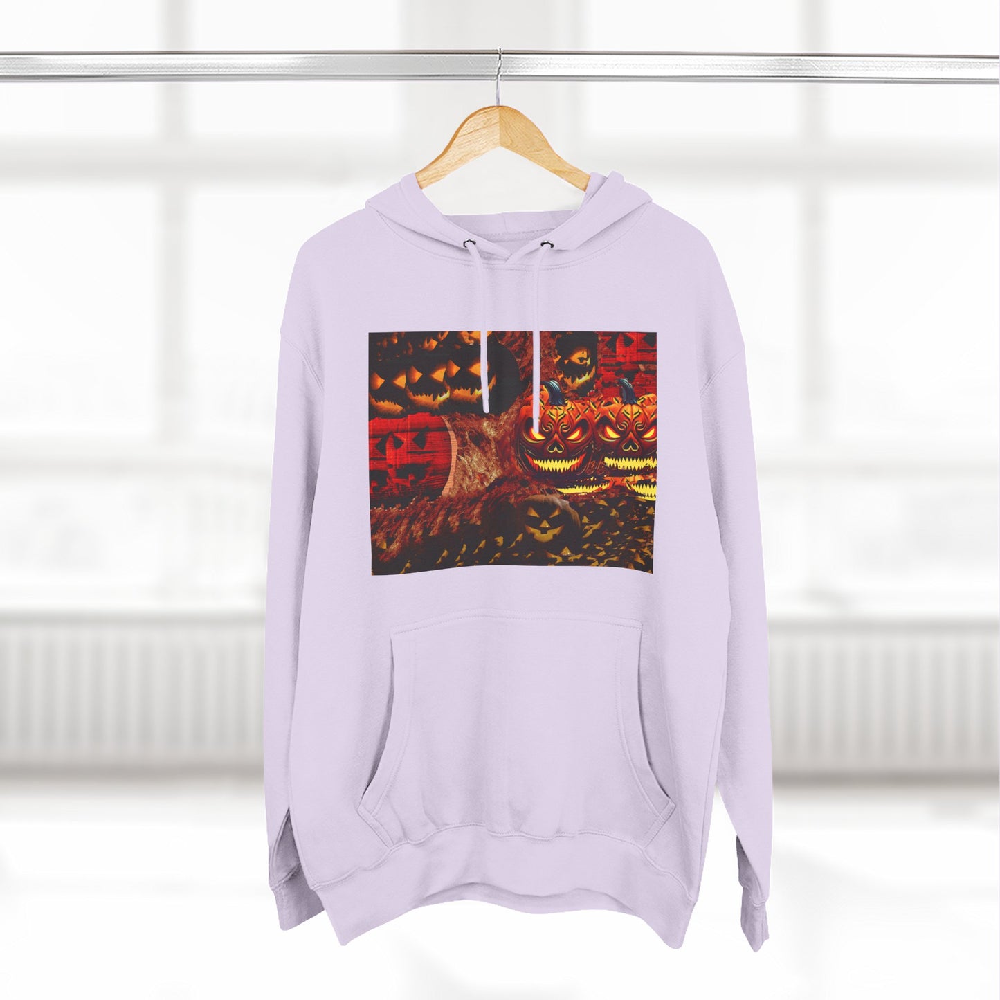 Halloween Distorted Pumpkin Three-Panel Fleece Hoodie