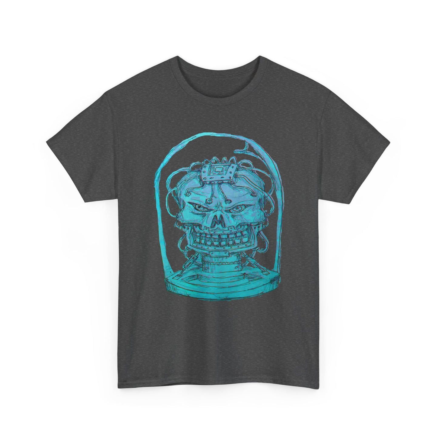 Vibrant Turquoise skull original design Unisex Heavy Cotton Tee