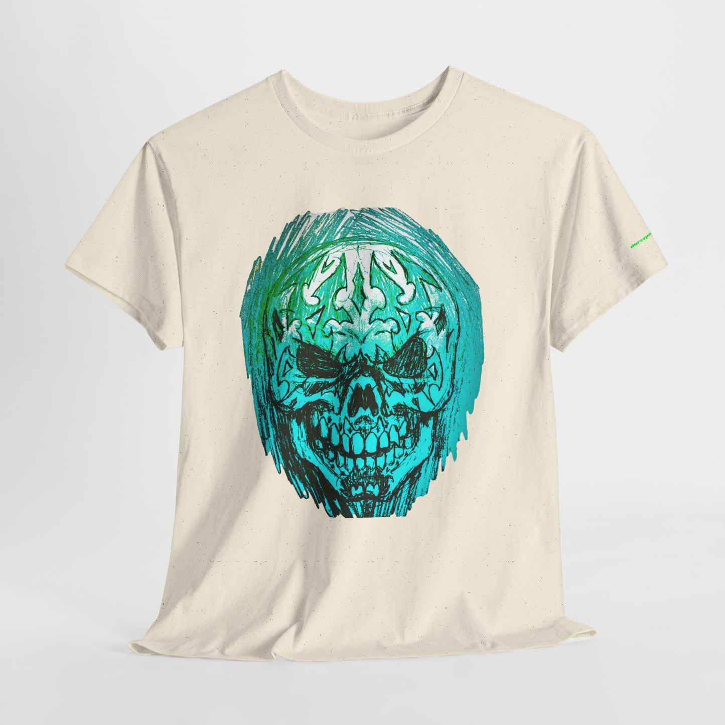 Vibrant Green Skull Graphic Tee - Unisex Heavy Cotton