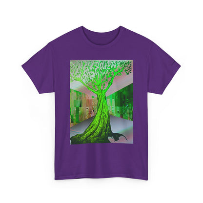 Green Neon Tree Graphic Tee – Surreal Nature Art T-Shirt