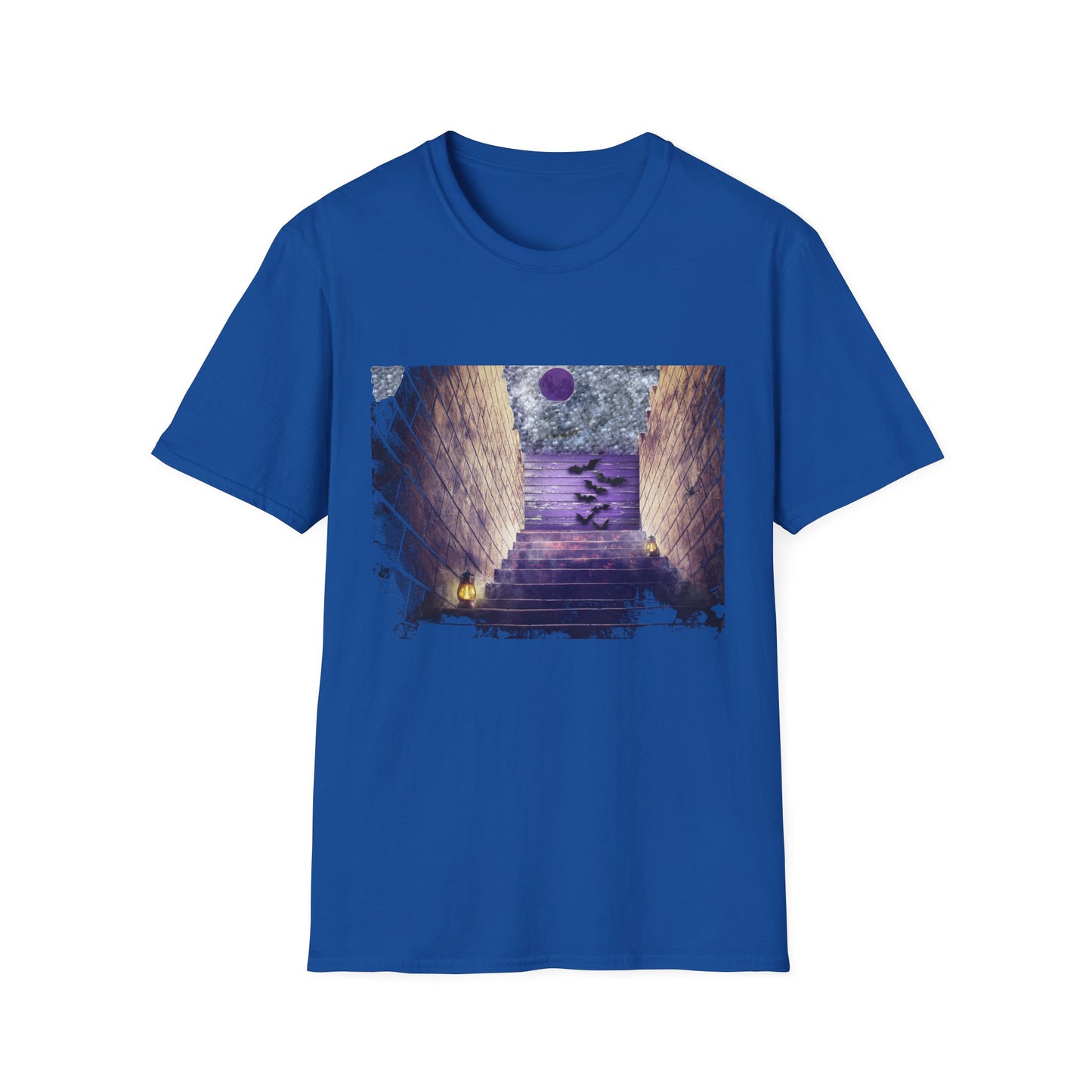 Mystical Stairway Bats Unisex T-Shirt - Softstyle Tee for Dreamers, Perfect for Gifting, Spiritual Occasions, Casual Wear, Art Lovers, [...]