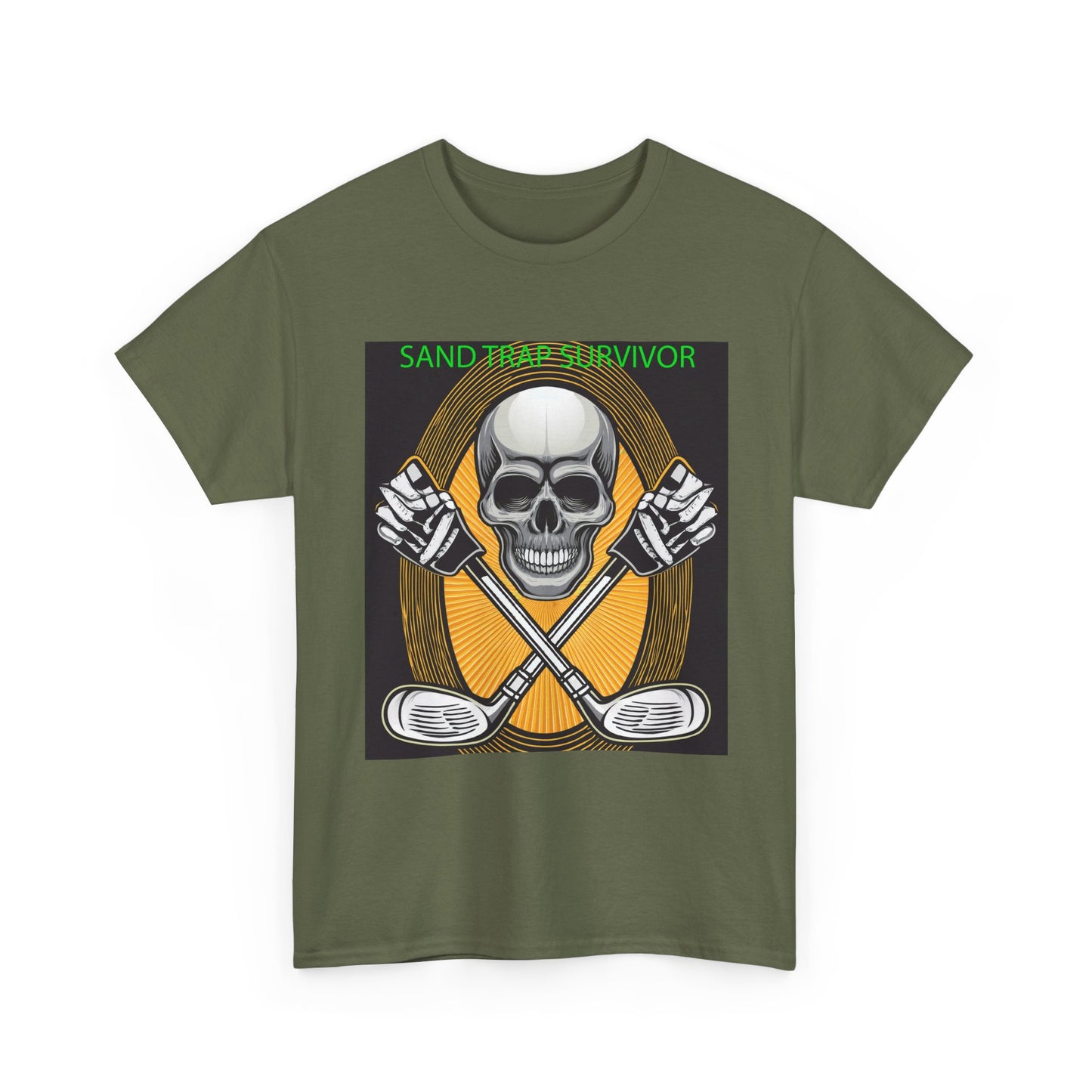 Golf Survivor Skull Tee, Unisex Heavy Cotton T-Shirt, Perfect Gift for Golf Lovers, Sports Apparel, Casual Wear, Skull Design