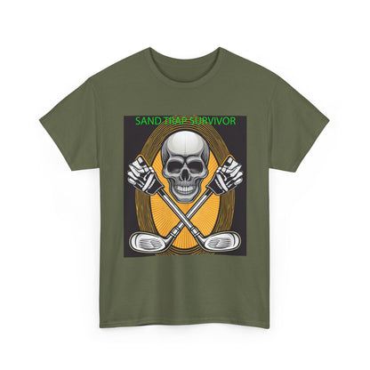 Golf Survivor Skull Tee, Unisex Heavy Cotton T-Shirt, Perfect Gift for Golf Lovers, Sports Apparel, Casual Wear, Skull Design