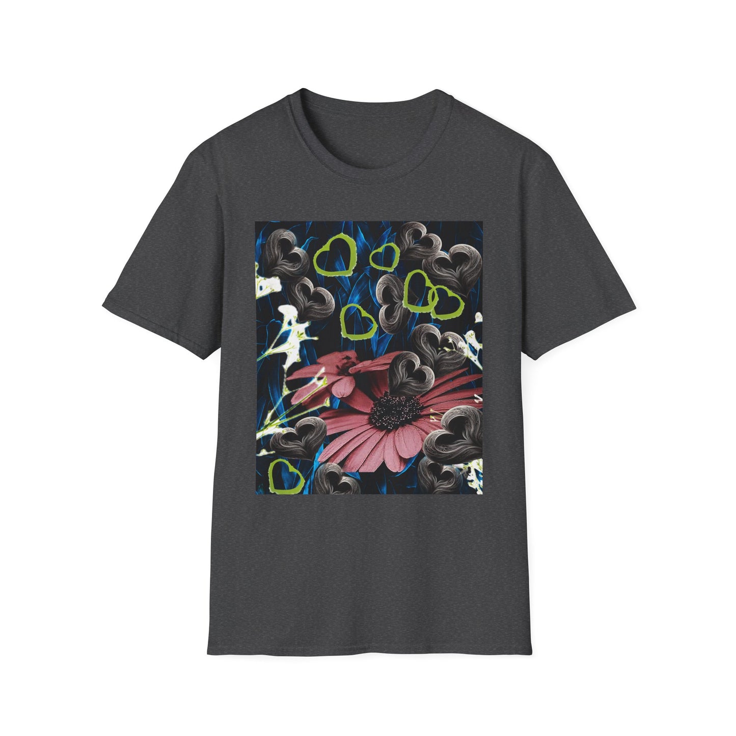 Floral Heart Unisex T-Shirt, Soft Cotton Tee, Casual Wear, Gift for Her/Him, Trendy Graphic Tee, Stylish Everyday Shirt