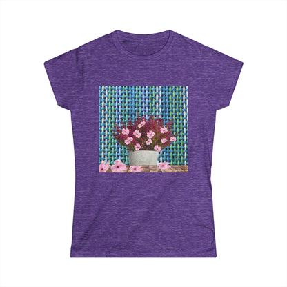 Peonies Tweed Bouquet Softstyle Tee for Women, Floral T-Shirt, Casual Wear, Gift for Her, Spring Outfit, Everyday Style