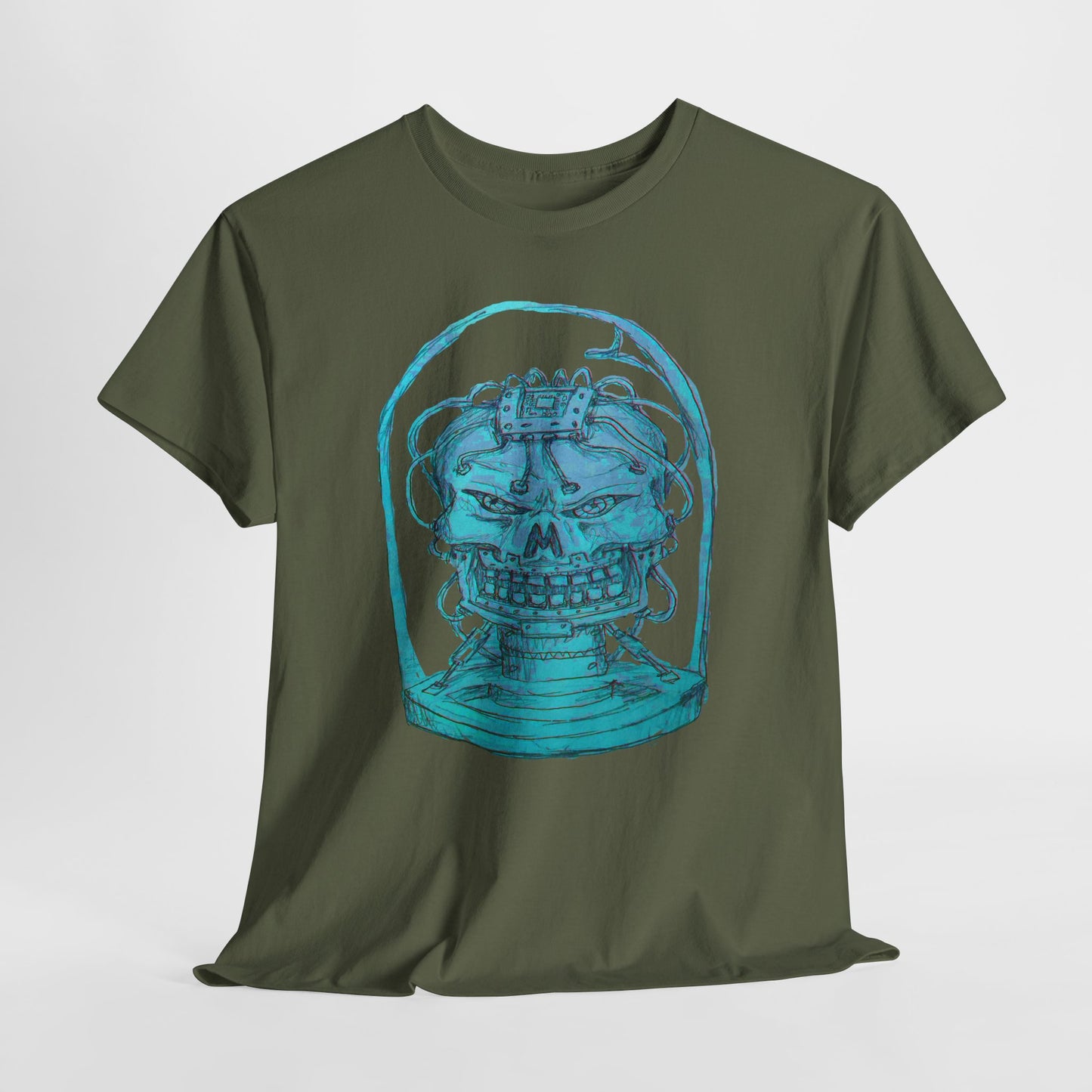 Vibrant Turquoise skull original design Unisex Heavy Cotton Tee