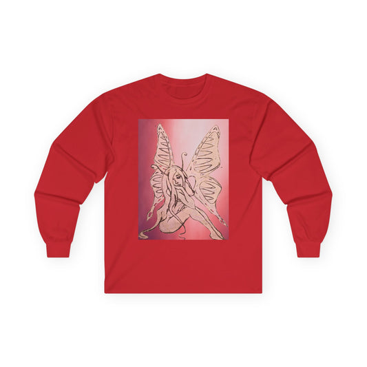 Butterfly Fairy Long Sleeve Tee — Ethereal Pink Graphic Shirt