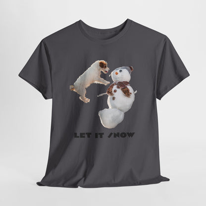 Let It Snow Dog & Snowman Tee — Funny Cute Holiday T-Shirt