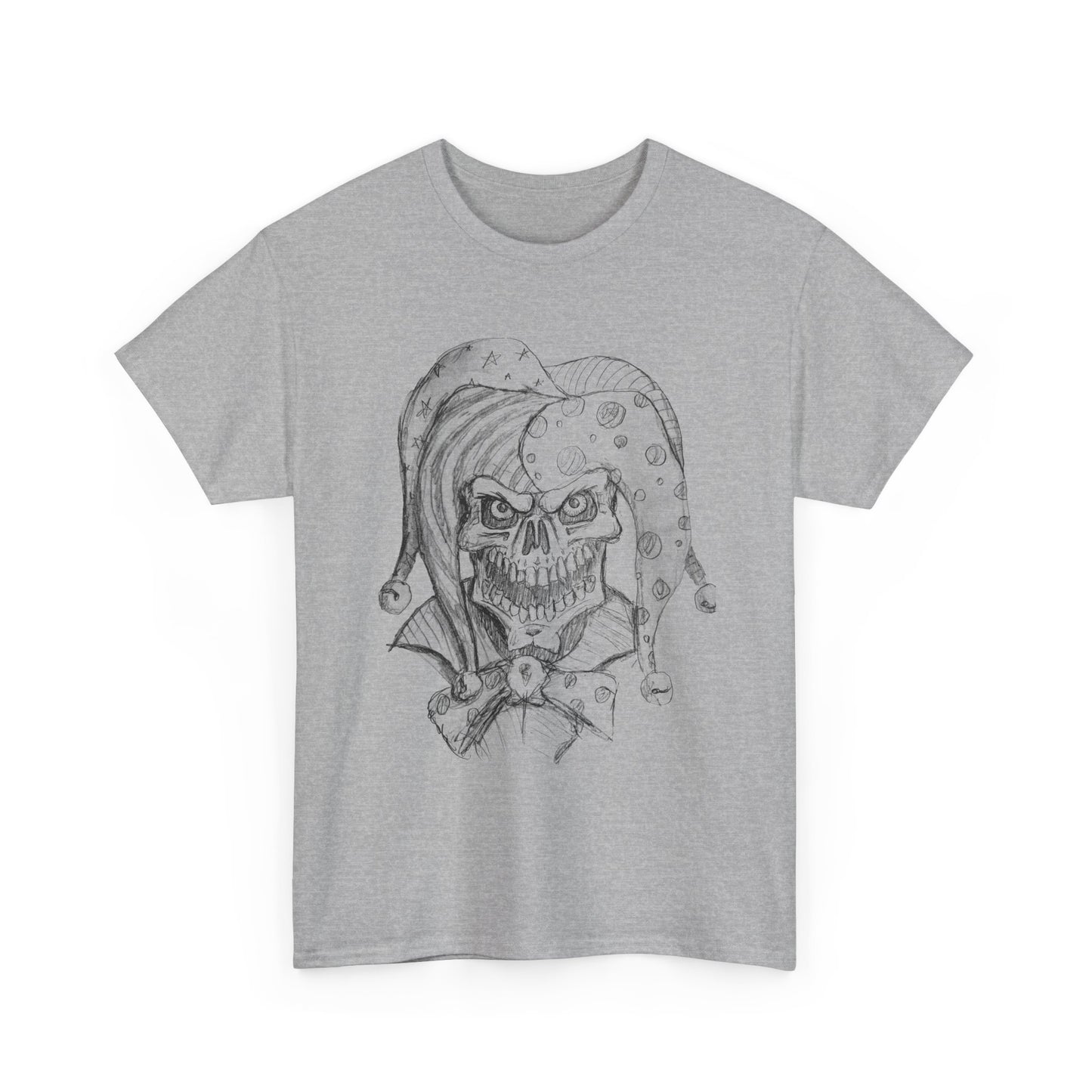 Skull Jester Sketch T-Shirt — Gothic Horror Skull Joker Tee