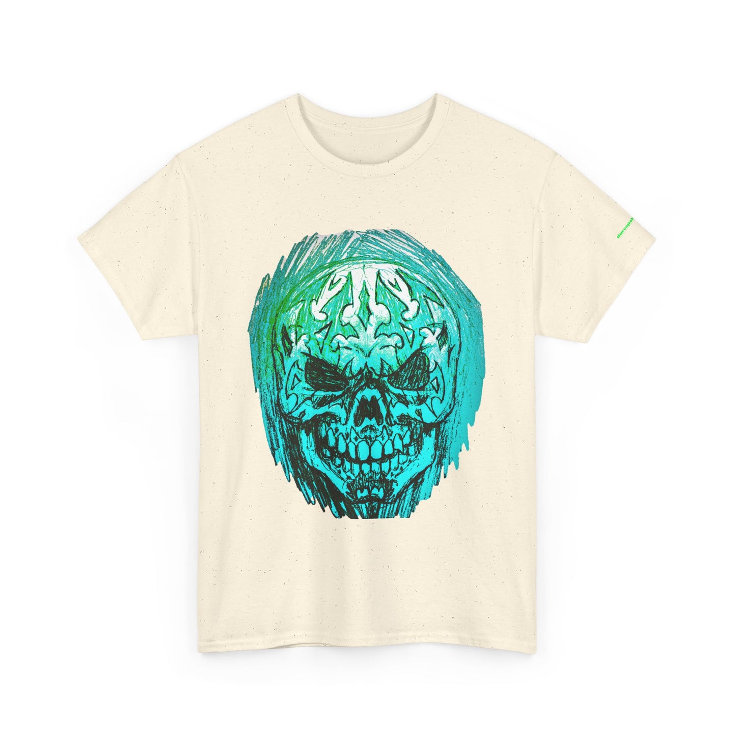 Vibrant Green Skull Graphic Tee - Unisex Heavy Cotton