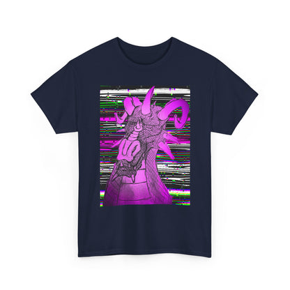 Vaporwave Dragon T-Shirt — Glitch Art Neon Purple Dragon Tee