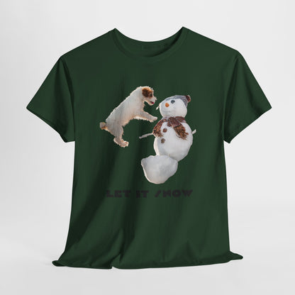 Let It Snow Dog & Snowman Tee — Funny Cute Holiday T-Shirt