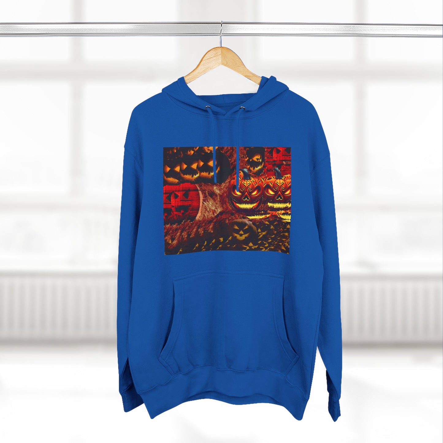 Halloween Distorted Pumpkin Three-Panel Fleece Hoodie