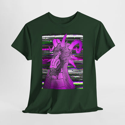 Vaporwave Dragon T-Shirt — Glitch Art Neon Purple Dragon Tee