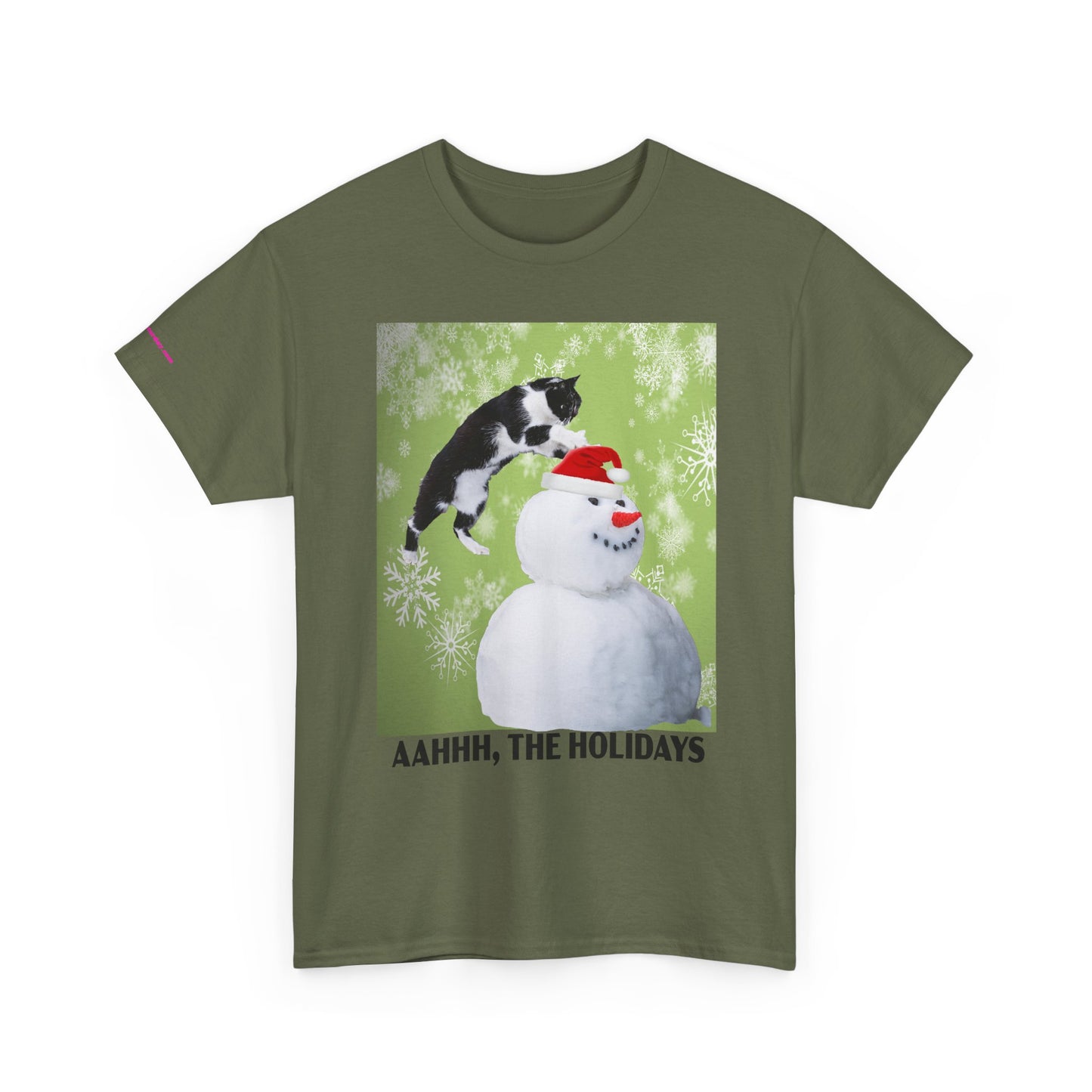 Holiday Cat T‑Shirt – “Aahhh, The Holidays” Funny Snowman Cat Tee