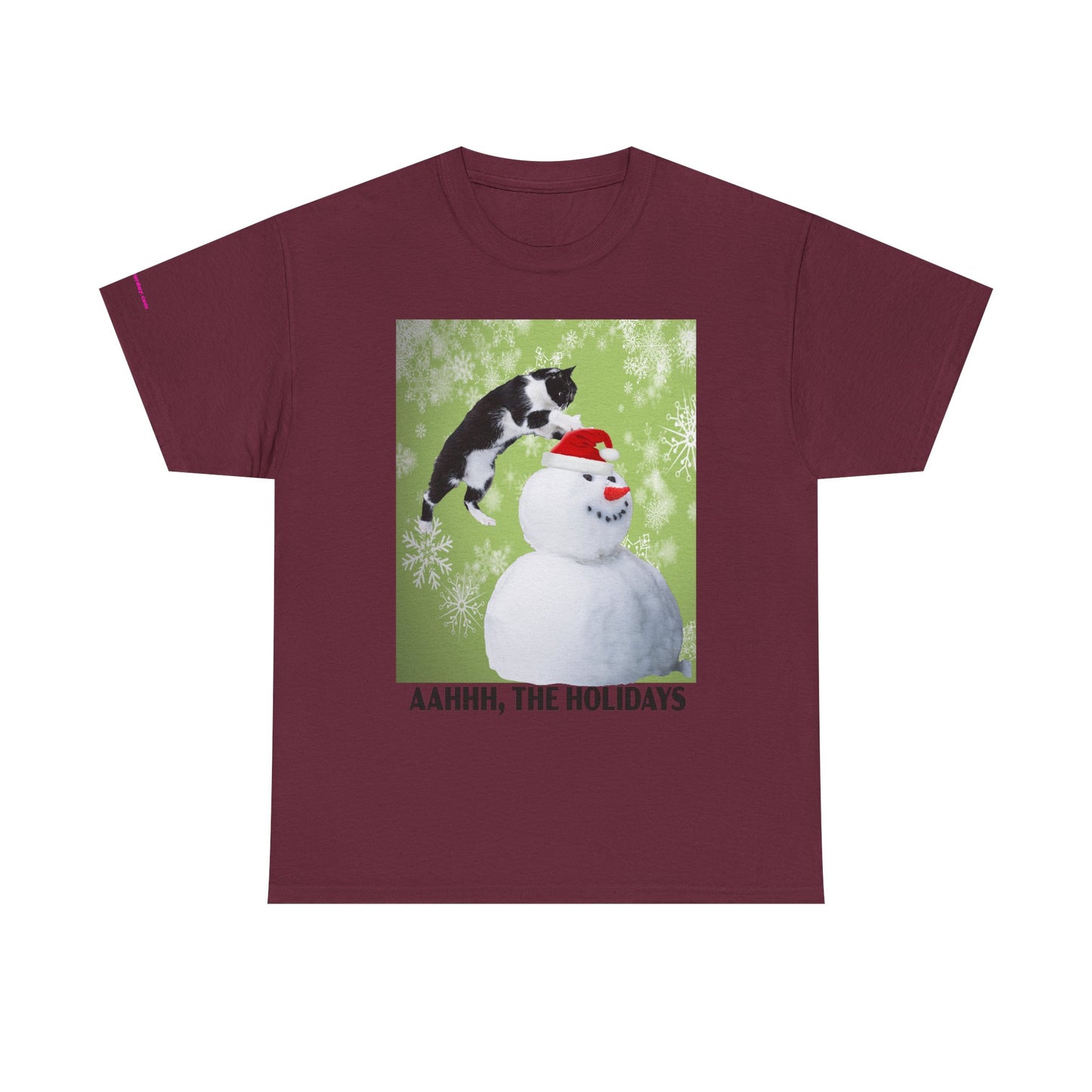 Holiday Cat T‑Shirt – “Aahhh, The Holidays” Funny Snowman Cat Tee