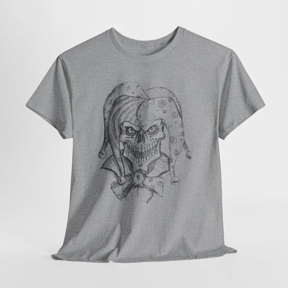 Skull Jester Sketch T-Shirt — Gothic Horror Skull Joker Tee