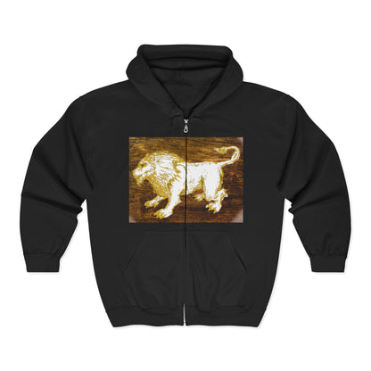Majestic Lion Zip-Up Sweatshirt - Unisex Full Zip Hoodie, Animal Lover Gift, Warm Outerwear, Birthday, Wildlife Apparel, Adventure Gear