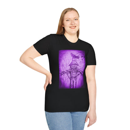 Purple Scarecrow Unisex Tee | Softstyle T-Shirt | Gothic Art, Fall Fashion, Halloween Shirt, Casual Wear, Scarecrow Design