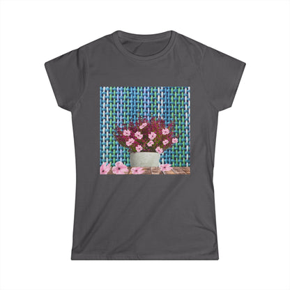 Peonies Tweed Bouquet Softstyle Tee for Women, Floral T-Shirt, Casual Wear, Gift for Her, Spring Outfit, Everyday Style