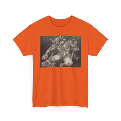 Bull Warrior With Kitten B & W design Unisex Tee