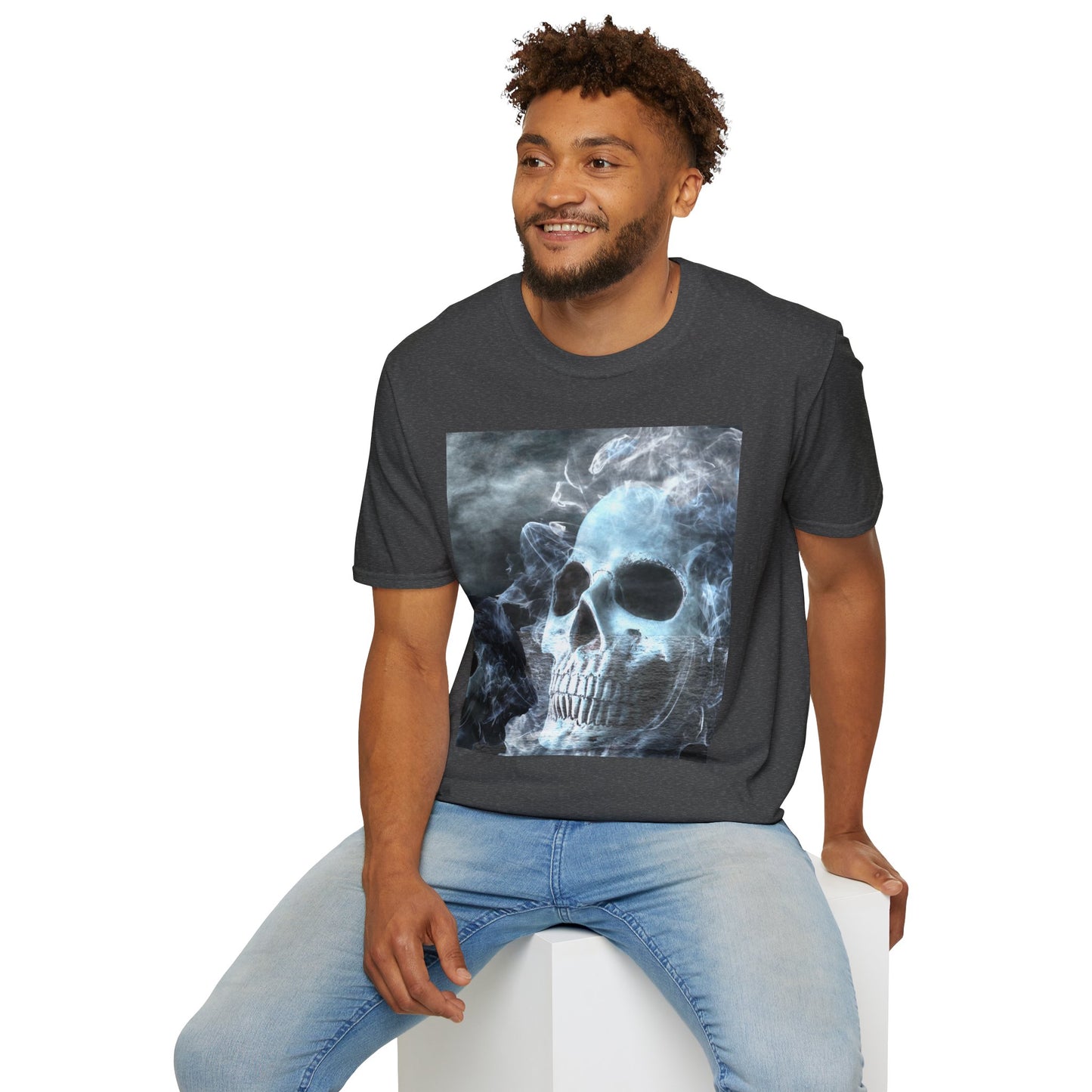 Eerie Skull Graphic T-Shirt for Dark Aesthetic Lovers, Unisex Casual Wear, Halloween Tee, Alternative Fashion