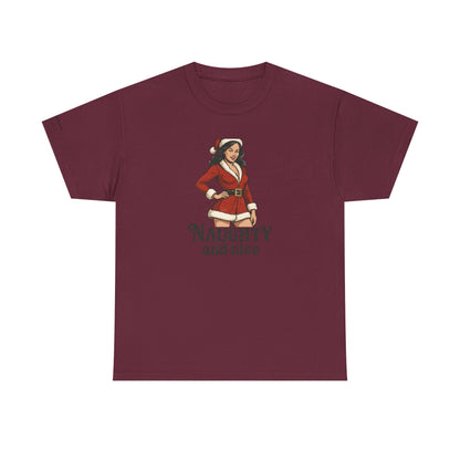 Unisex naughty and nice heavy weight Cotton Tee