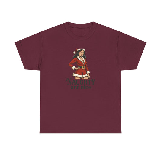Unisex naughty and nice heavy weight Cotton Tee