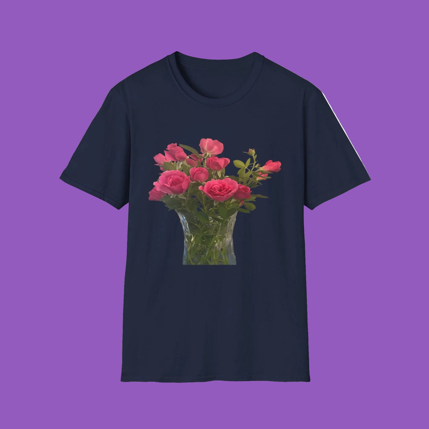 Floral Long Stemmed Red Roses Bouquet T-Shirt, Softstyle Tee Inspired by Nature, Gift for Garden Lovers, Spring/Summer Fashion, Flowers Design