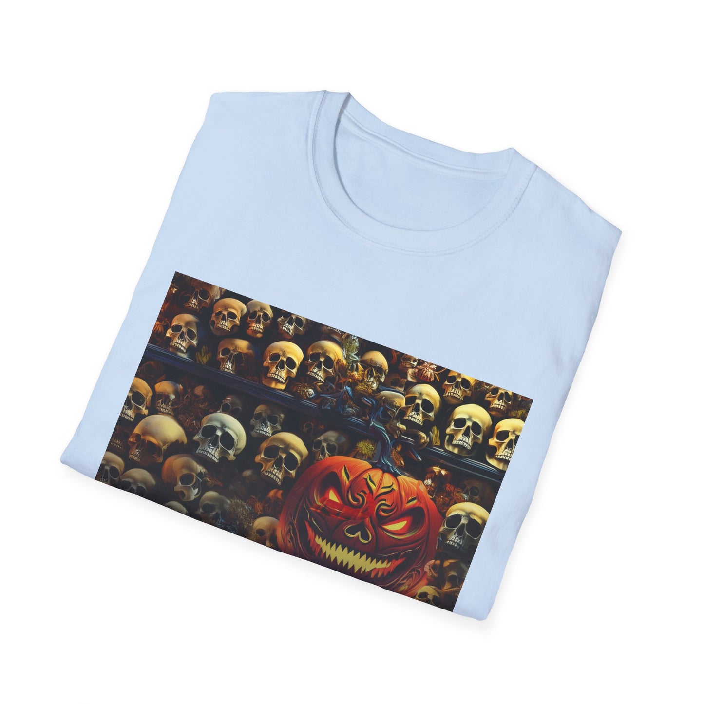 Halloween Dead Mans Party Tee, Unisex Softstyle T-Shirt, Skull Graphic Shirt, Casual Halloween Outfit, Spooky Season Apparel, Horror Fan Gift