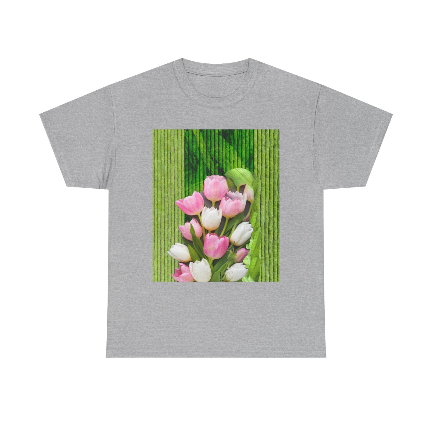 Textured Tulips Unisex Heavy Cotton Tee - Vibrant Spring Blossom T-Shirt, Everyday Wear, Gift for Plant Lovers, Mother's Day Apparel, [...]