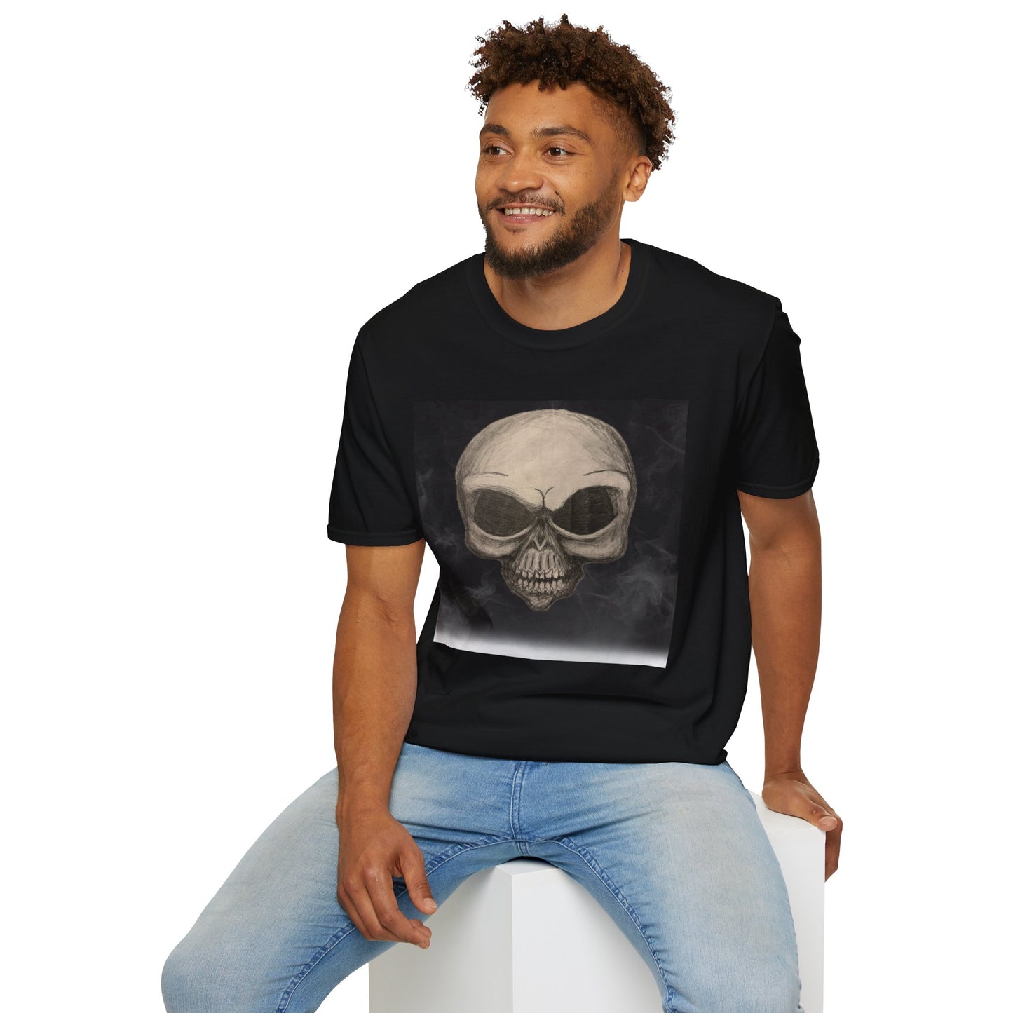Skull Art Unisex Softstyle T-Shirt - Edgy Graphic Tee for Halloween, Festival Wear, Music Lovers, Gift Idea, Casual Style