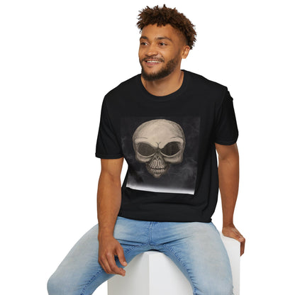 Skull Art Unisex Softstyle T-Shirt - Edgy Graphic Tee for Halloween, Festival Wear, Music Lovers, Gift Idea, Casual Style