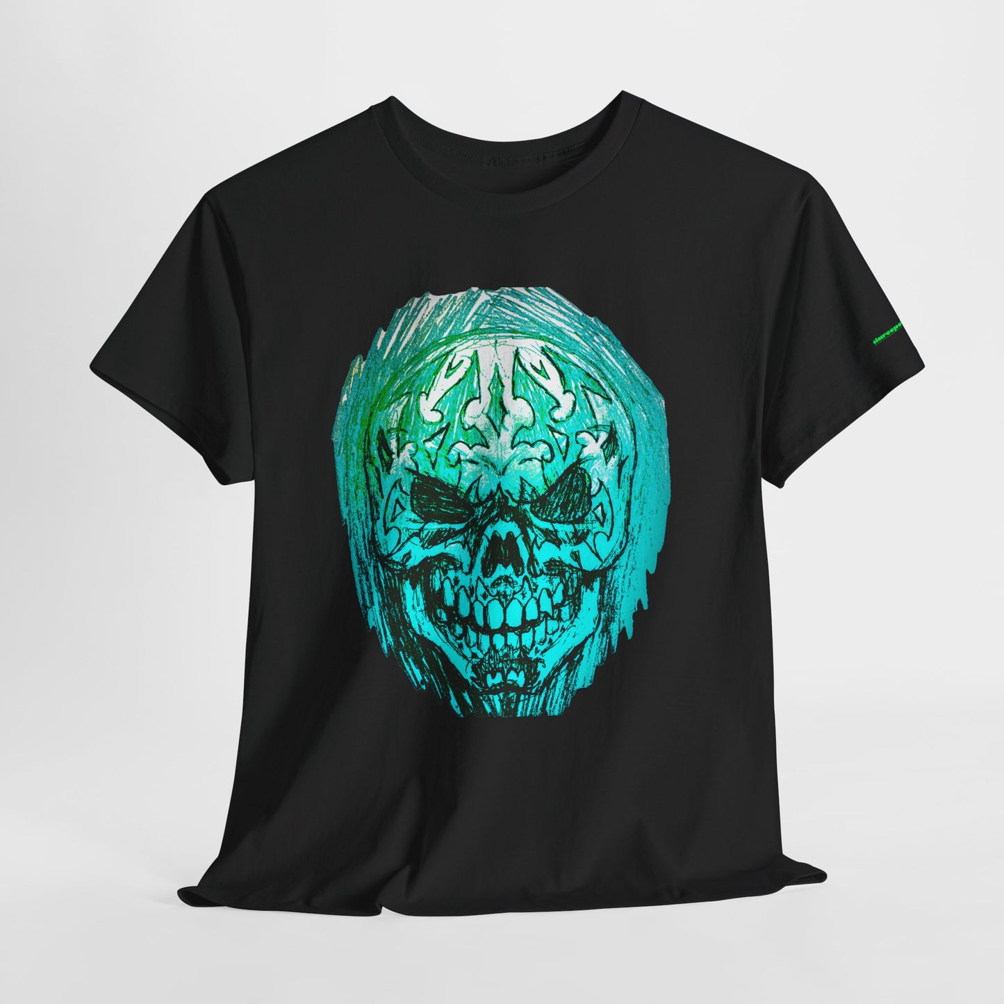 Vibrant Green Skull Graphic Tee - Unisex Heavy Cotton