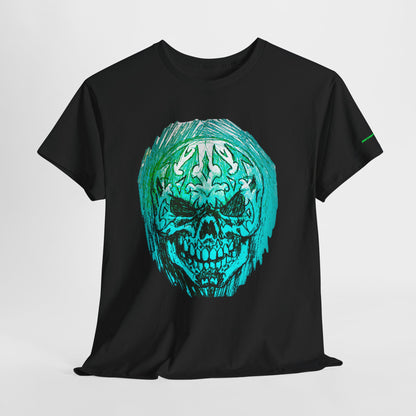 Vibrant Green Skull Graphic Tee - Unisex Heavy Cotton