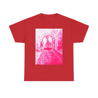 Pink Pyramid Eye Vibrant Artistic Unisex Heavy Cotton Tee | Creative Graphic Tee for Art Lovers, Casual Wear, Gifts, Festival Apparel, Statement Shirt