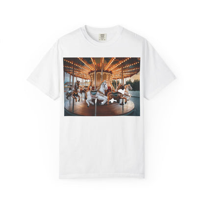 Vintage Full Carousel Horse Design Garment-Dyed T-shirt