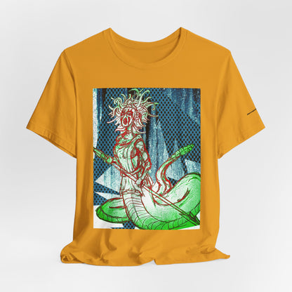 Mythic Serpent Goddess Tee — Neon Medusa Illustration T-Shirt