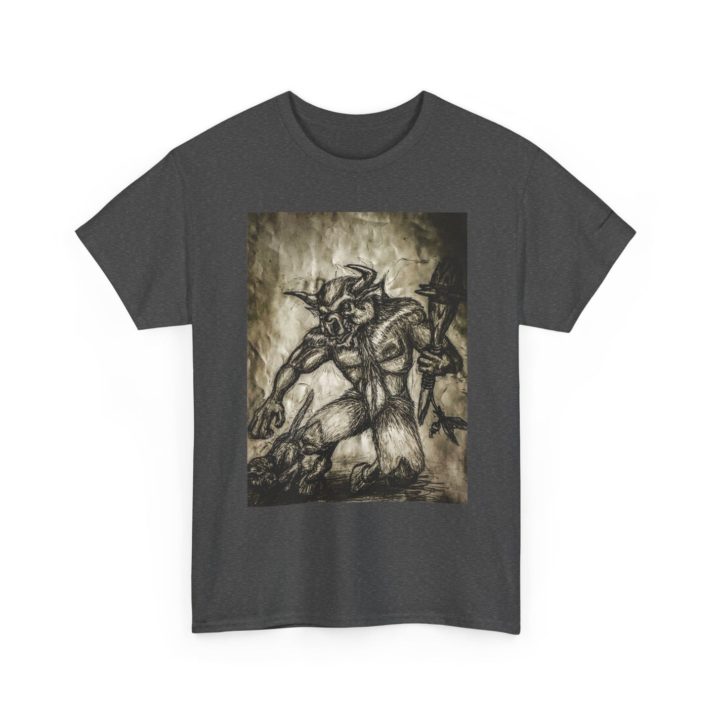 Black and White Mystical  Design Bull andCat Unisex Tee