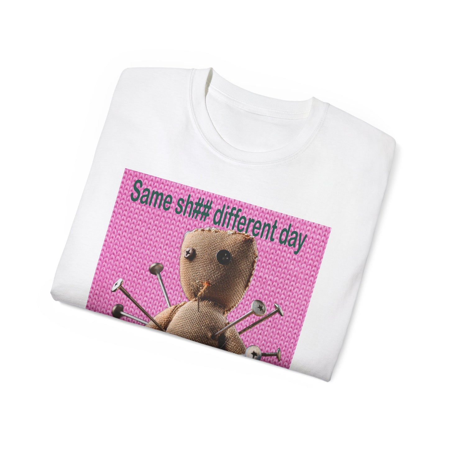 Voodoo Doll Humor Tee, Fun Statement T-Shirt for Everyday Wear, Gift for Friends, Casual Style, Quirky Graphic Shirt, Perfect for Parties
