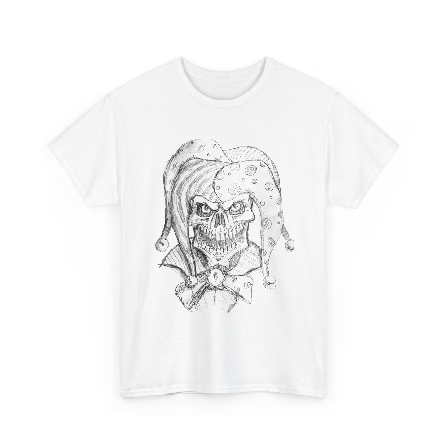 Skull Jester Sketch T-Shirt — Gothic Horror Skull Joker Tee