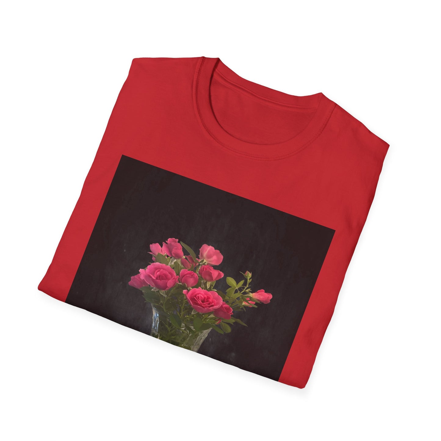 Floral Long Stemmed Red Roses Bouquet T-Shirt, Softstyle Tee Inspired by Nature, Gift for Garden Lovers, Spring/Summer Fashion, Flowers Design