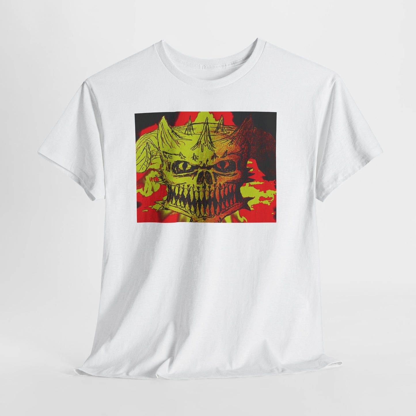 Skull Flame Graphic Tee — Neon Horror Skull T-Shirt