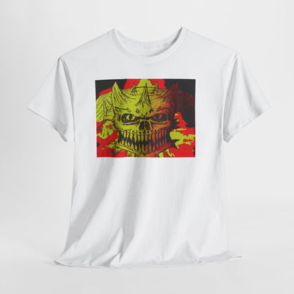 Skull Flame Graphic Tee — Neon Horror Skull T-Shirt