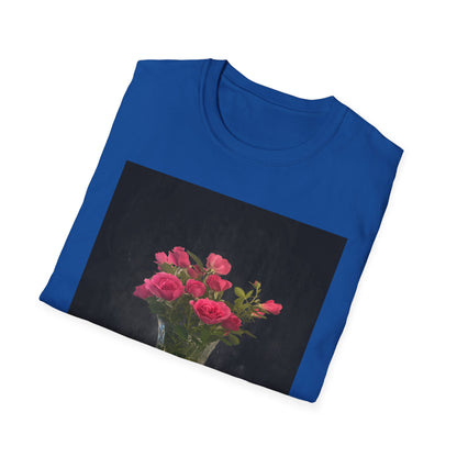 Floral Long Stemmed Red Roses Bouquet T-Shirt, Softstyle Tee Inspired by Nature, Gift for Garden Lovers, Spring/Summer Fashion, Flowers Design