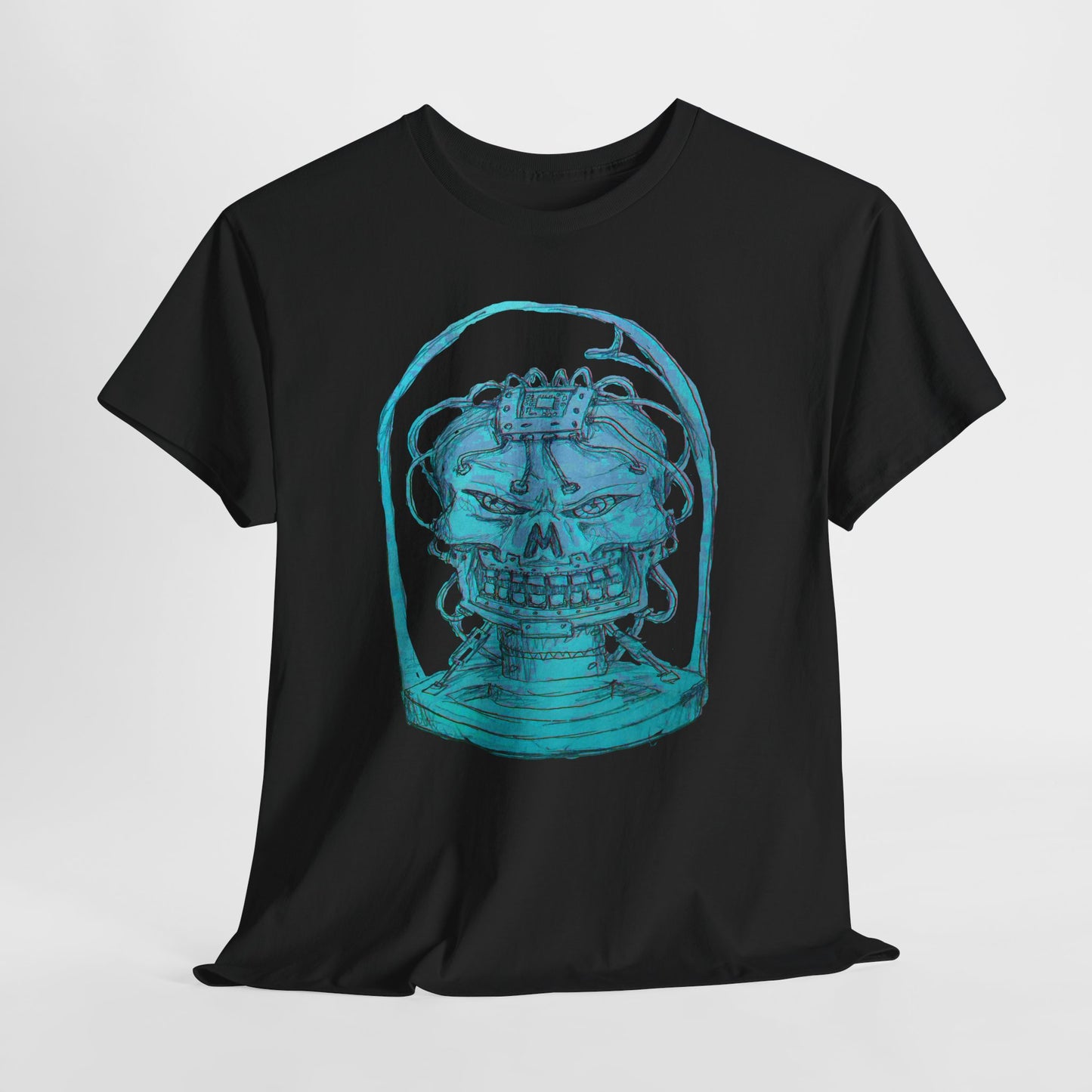Vibrant Turquoise skull original design Unisex Heavy Cotton Tee